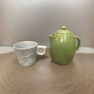 Starbucks Coffee Pot with a Starbucks 2016 Anniversary Mermaid Siren Tail Mug